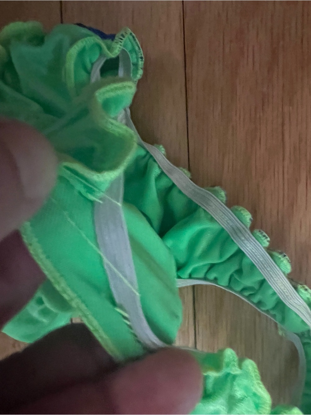Blue & Neon Green Ruffle Triangle Bikini Set - Picture 2 of 3